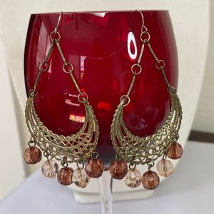 Vintage boho gypsy dangling earrings with faceted beads